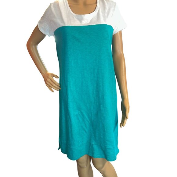 Nicole Miller Womens Short Sleeve Colorblock T-Shirt Dress Large Coastal Minimal - Picture 1 of 11